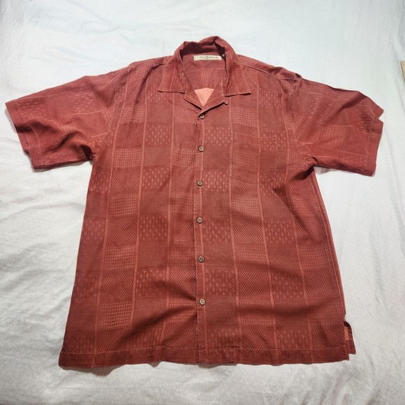 Tommy Bahama Other - Tommy Bahama Men's Pink Silk Hawaiian Short Sleeve Shirt Silk Medium